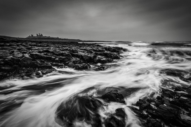 Dunstanburgh Castle, Winter, B&W